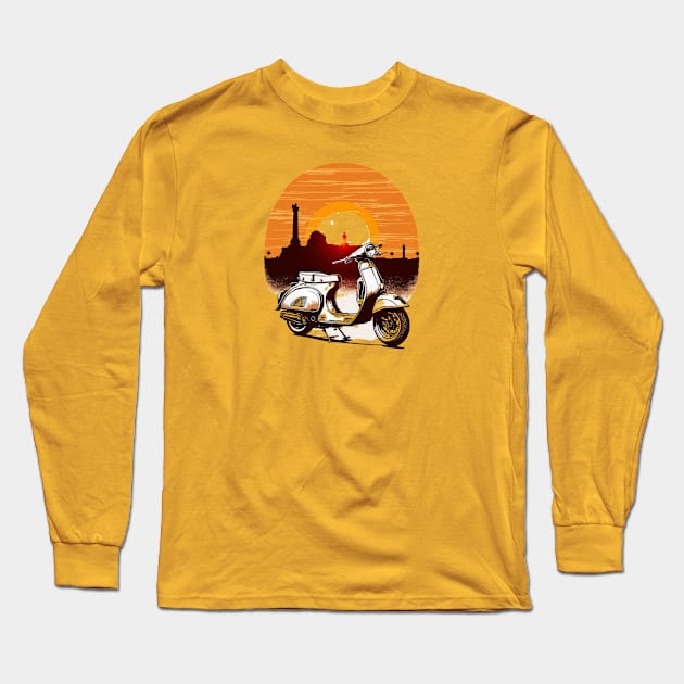 Vespa Sunset Design - Original Artwork Long Sleeve T-Shirt by Labidabop